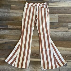 Rust/Cream Altar’d State Striped Flare Pants